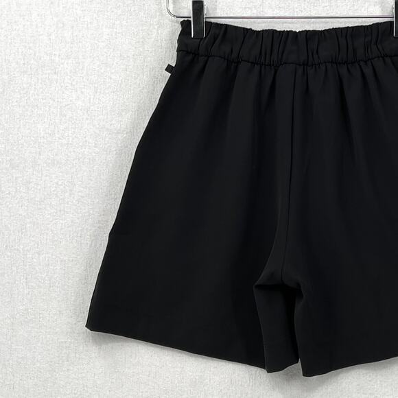 LULULEMON Noir Short 5.5” Womens 4 Black High Rise Pleated Elastic Tie Waist - Picture 7 of 14